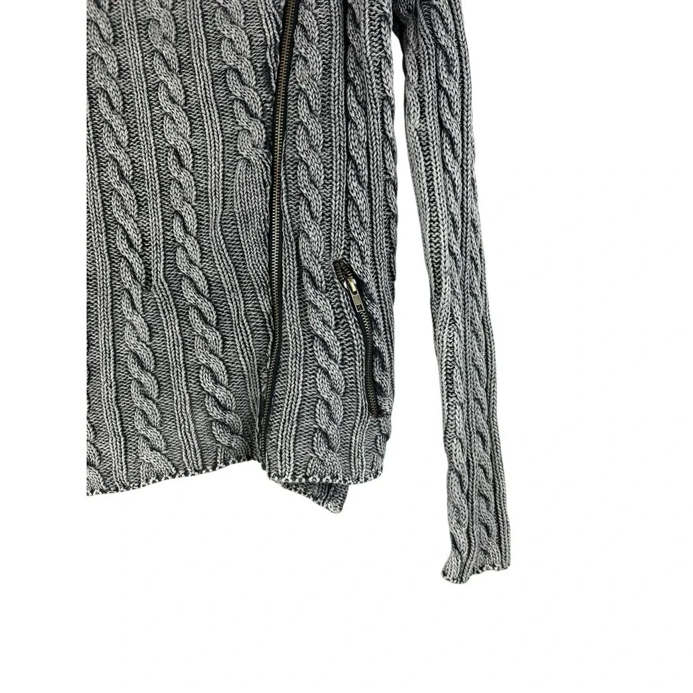 Tulle Women's Sweater M Chunky Cable Knit Fisherman Pullover Zipper Pockets - Picture 9 of 13